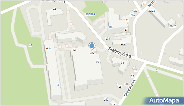 Łódź, Srebrzyńska, 40a, mapa Łodzi