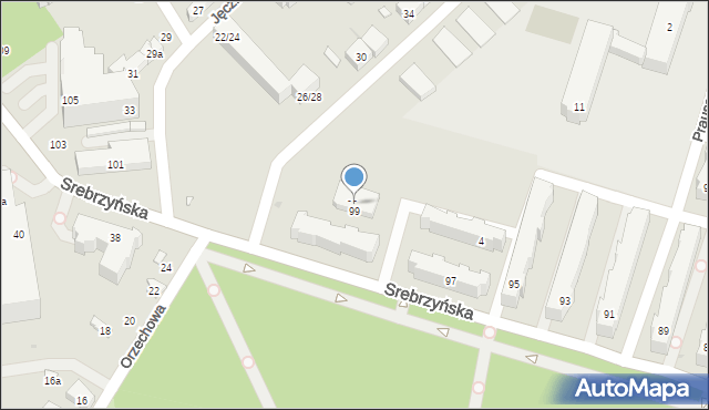 Łódź, Srebrzyńska, 99a, mapa Łodzi