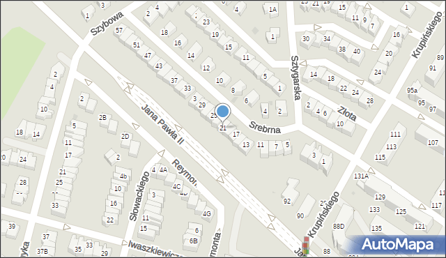 Lubin, Srebrna, 21, mapa Lubin