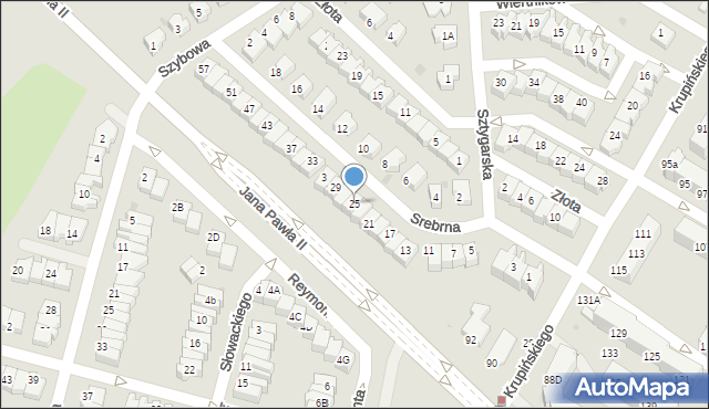 Lubin, Srebrna, 25, mapa Lubin