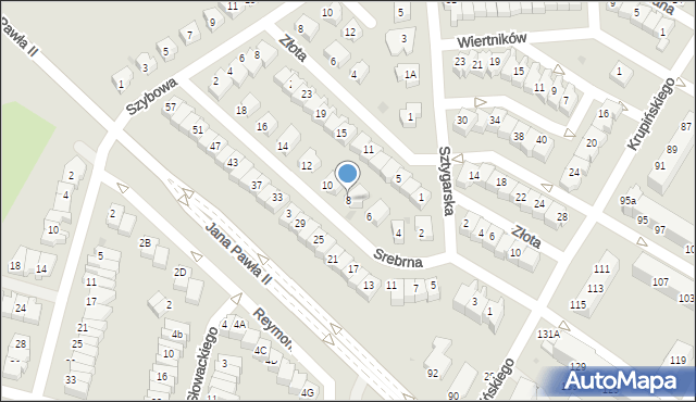 Lubin, Srebrna, 8, mapa Lubin