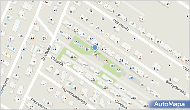 Marki, Środkowa, 36g, mapa Marki