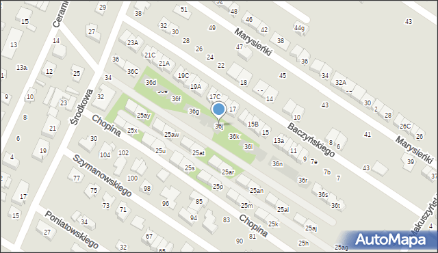 Marki, Środkowa, 36j, mapa Marki