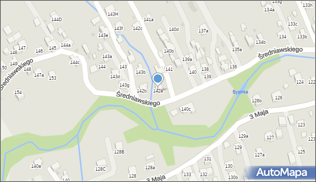 Myślenice, Średniawskiego Andrzeja, 142a, mapa Myślenice