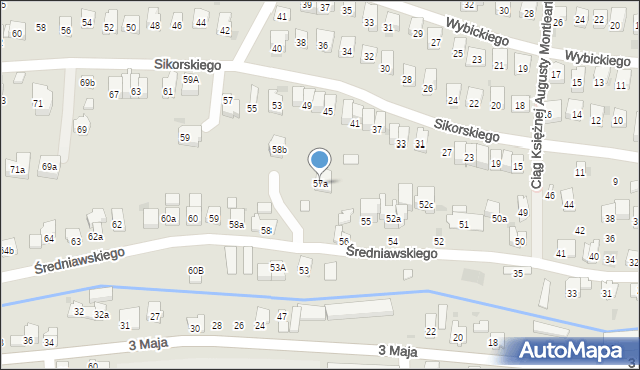 Myślenice, Średniawskiego Andrzeja, 57a, mapa Myślenice