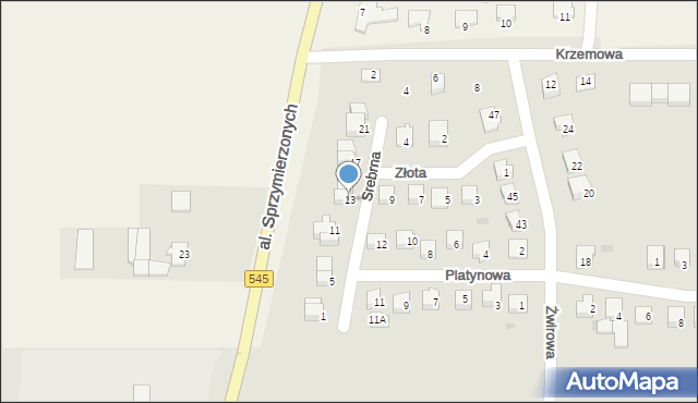 Nidzica, Srebrna, 13, mapa Nidzica