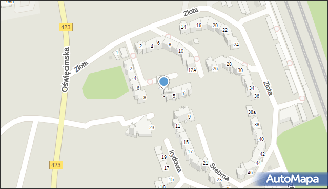 Opole, Srebrna, 3, mapa Opola