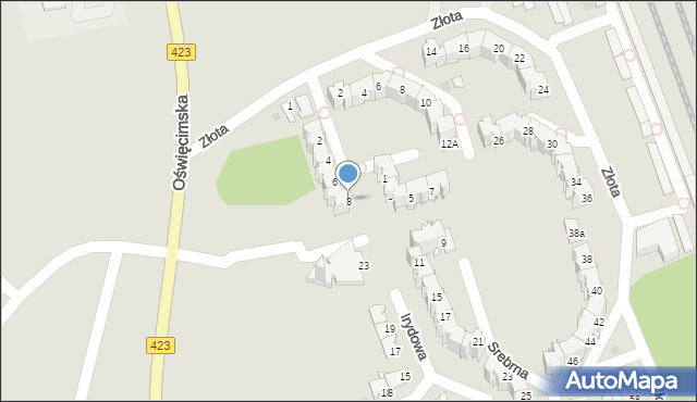 Opole, Srebrna, 8, mapa Opola