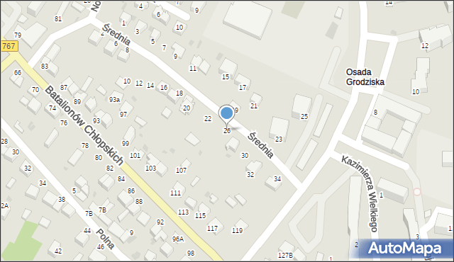 Pińczów, Średnia, 26, mapa Pińczów