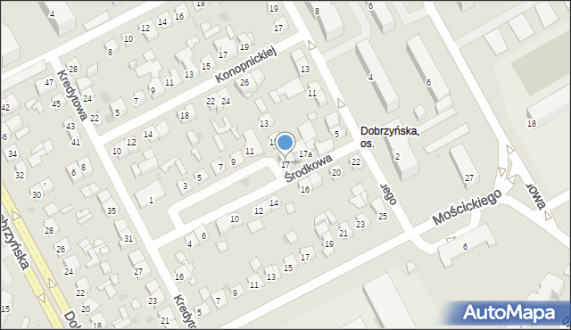 Płock, Środkowa, 17, mapa Płock