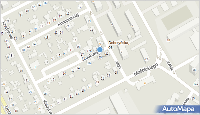 Płock, Środkowa, 20, mapa Płock