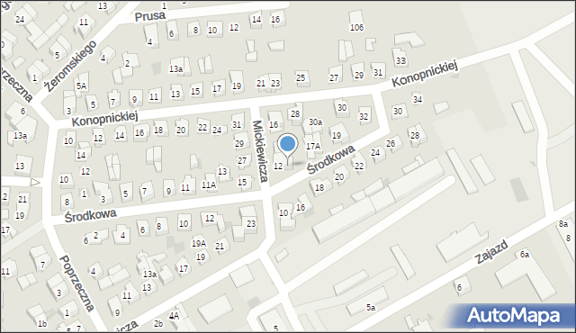 Płońsk, Środkowa, 17, mapa Płońsk