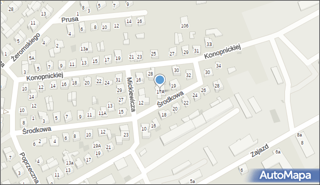 Płońsk, Środkowa, 17A, mapa Płońsk