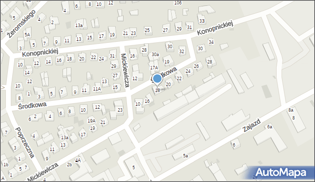 Płońsk, Środkowa, 18, mapa Płońsk