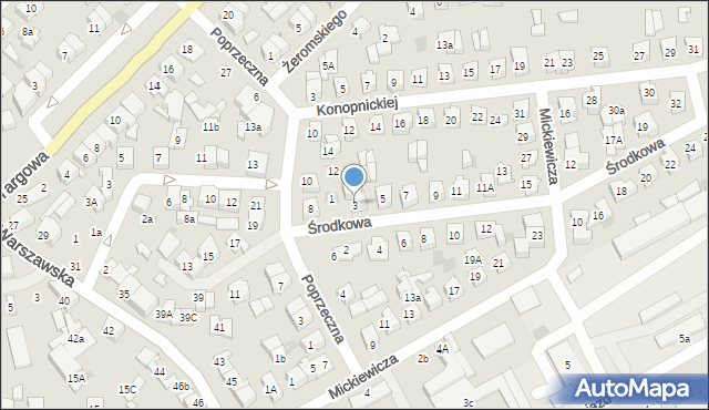 Płońsk, Środkowa, 3, mapa Płońsk