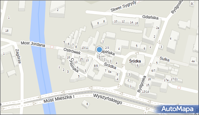 Poznań, Śródka, 1, mapa Poznania