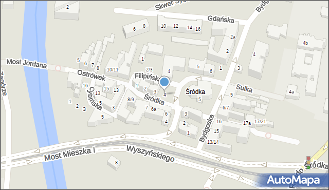 Poznań, Śródka, 4, mapa Poznania