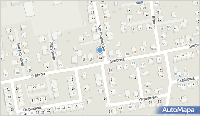 Pszczyna, Srebrna, 14, mapa Pszczyny