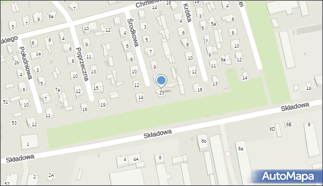 Puławy, Środkowa, 13, mapa Puław