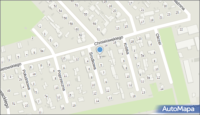 Puławy, Środkowa, 3, mapa Puław