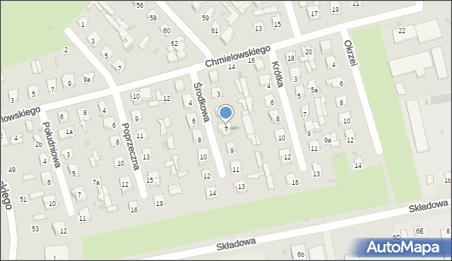 Puławy, Środkowa, 7, mapa Puław