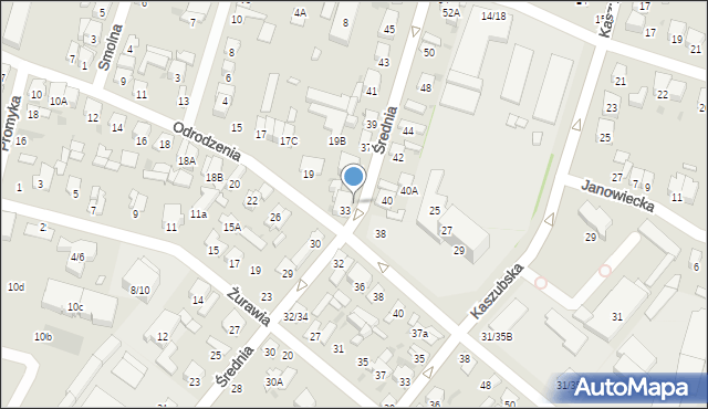 Radom, Średnia, 33a, mapa Radomia