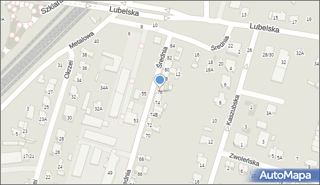 Radom, Średnia, 76, mapa Radomia