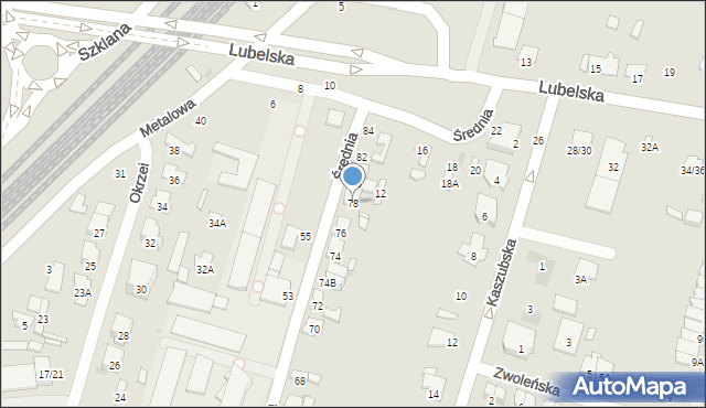 Radom, Średnia, 78, mapa Radomia