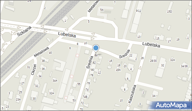 Radom, Średnia, 84, mapa Radomia