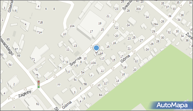 Radom, Średnia, 12/14, mapa Radomia