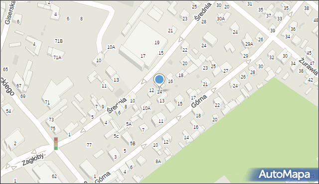 Radom, Średnia, 14, mapa Radomia