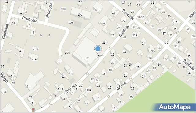 Radom, Średnia, 15, mapa Radomia