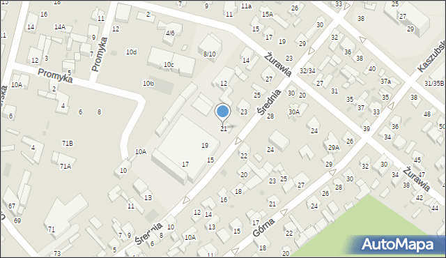 Radom, Średnia, 21, mapa Radomia