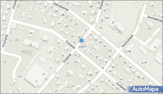 Radom, Średnia, 32/34, mapa Radomia