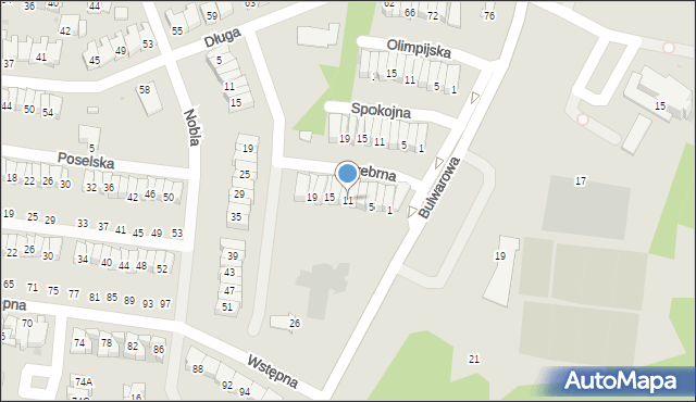 Radom, Srebrna, 11, mapa Radomia