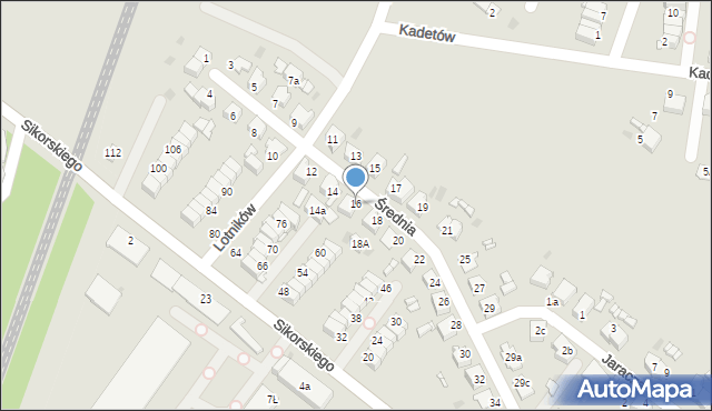 Radzionków, Średnia, 16, mapa Radzionków