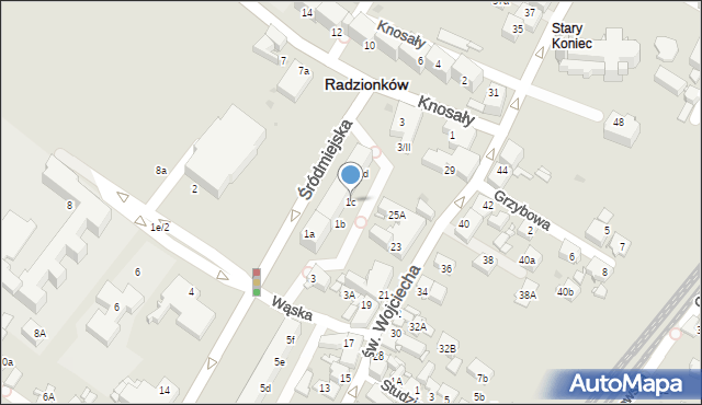 Radzionków, Śródmiejska, 1c, mapa Radzionków