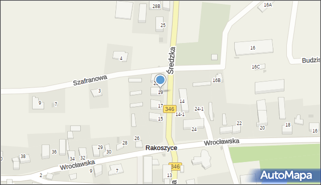 Rakoszyce, Średzka, 19, mapa Rakoszyce