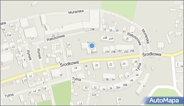 Recz, Środkowa, 13, mapa Recz