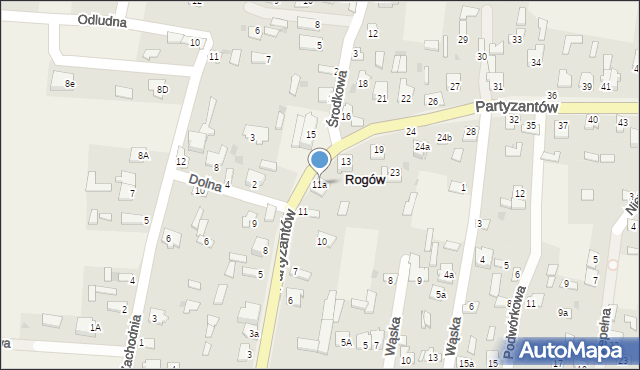 Rogów, Środkowa, 11a, mapa Rogów