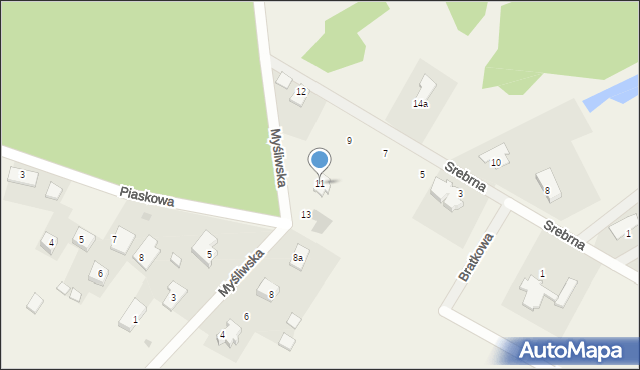 Różanki, Srebrna, 11, mapa Różanki