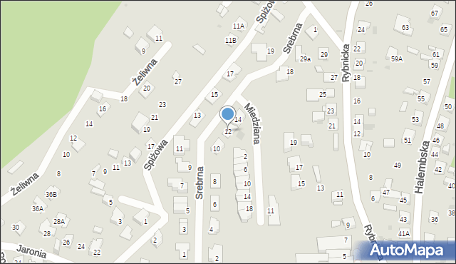 Ruda Śląska, Srebrna, 12, mapa Rudy Śląskiej