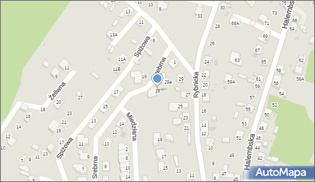 Ruda Śląska, Srebrna, 18, mapa Rudy Śląskiej