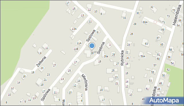 Ruda Śląska, Srebrna, 19, mapa Rudy Śląskiej