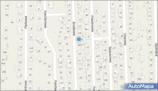 Rybie, Środkowa, 17, mapa Rybie