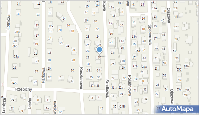 Rybie, Środkowa, 30, mapa Rybie