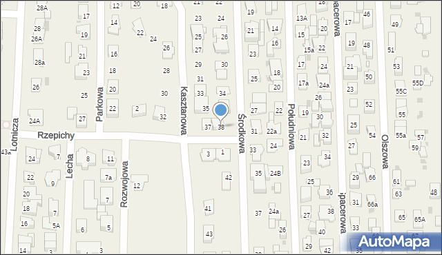 Rybie, Środkowa, 38, mapa Rybie