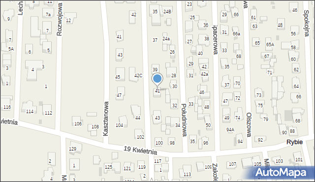 Rybie, Środkowa, 41, mapa Rybie