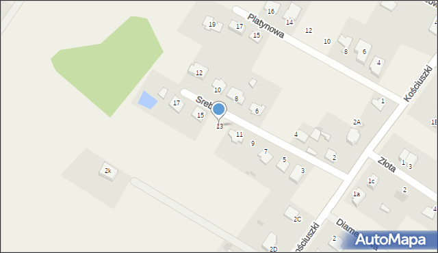 Rzekuń, Srebrna, 13, mapa Rzekuń