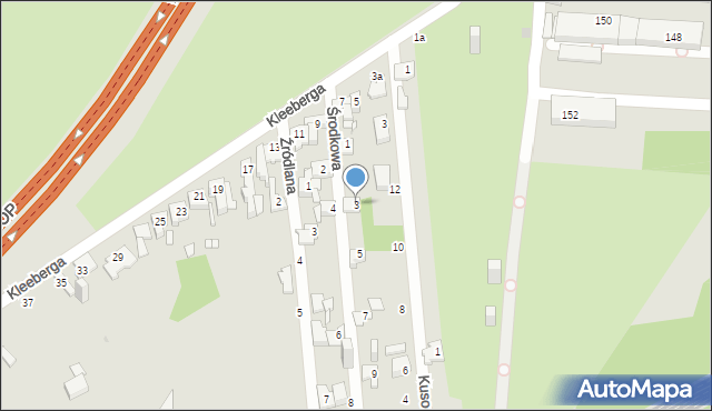 Sosnowiec, Środkowa, 3, mapa Sosnowca